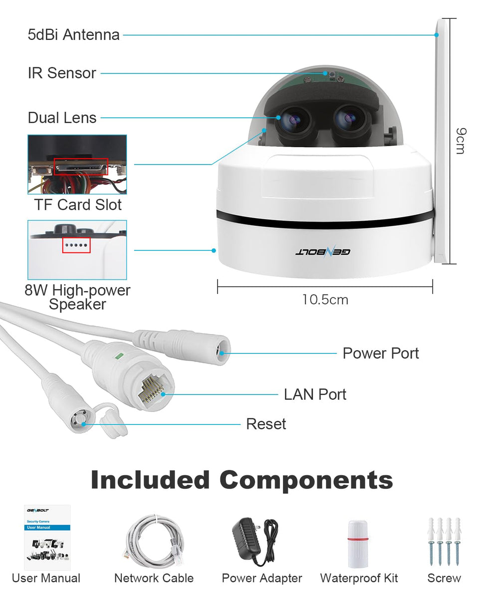 GENBOLT 2.5K PTZ Caméra Surveillance Extérieur, 2.4/5Ghz WiFi Caméra IP GENBOLT 2.5K PTZ Caméra Surveillance Extérieur, 2.4/5Ghz WiFi Caméra IP