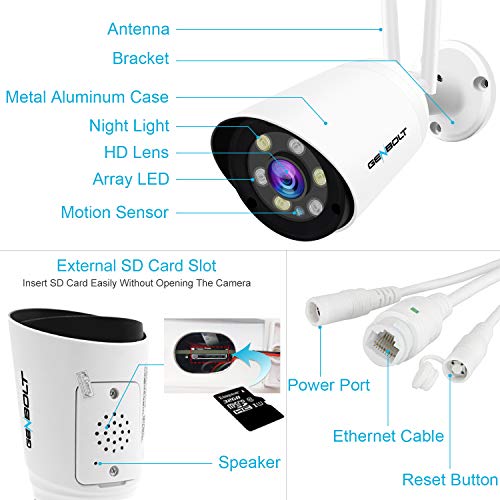 GB-209H-WIFI 2MP Outdoor WiFi Security Camera, GENBOLT  Floodlight Wireless IP Camera with AI Humanoid Motion Detection,Color Night  Vision,