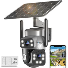 Load image into Gallery viewer, GB-216K-4G GENBOLT 4G LTE Solar Security Camera Outdoor Wireless No WiFi,24/7 Recording AOV, 8W 14400mAh Battery, 2K Surveillance Camera with Sim Card, 90FT AI Detection Human