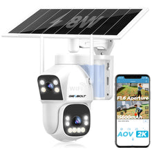 Load image into Gallery viewer, GB-217K-WIFI GENBOLT 2.5K AOV WiFi Solar Security Camera Outdoor Wireless, 7/24 Recording 3MP+3MP IP Surveillance Camera with 90FT AI Detection, 8W 15600mAh Battery Powered Camera CCTV 2.4&amp;5GHz Dual Band WiFi