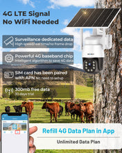 Load image into Gallery viewer, GB-203EK-4G GENBOLT 4G AOV Solar Security Camera Outdoor Wireless,7/24 Recording 3MP No WiFi IP Surveillance Camera with Sim Card,90FT AI Detection,8W 10400mAh Battery Operated LTE Camera CCTV