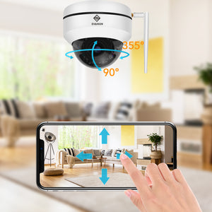 [9X ZOOM] PTZ WiFi Security Camera Outdoor,EVAIKON 5MP AI Auto Tracking Pan Tilt Dome Camera,5X Optical and 4X Digital Zoom Auto Focus IP Camera with Color Night Vision,Wireless Surveillance System with Humanoid Motion Detection