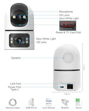 Load image into Gallery viewer, GB-102H GENBOLT WiFi Security Camera Indoor, 360°Dual Lens Home Surveillance IP Camera CCTV with Humanoid Detection, Auto Cruise Nanny Pet Dog Cam, 2.4&amp;5GHz Dual WiFi Baby Monitor with Audio Alarm