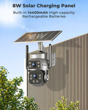 Load image into Gallery viewer, GB-216K-4G GENBOLT 4G LTE Solar Security Camera Outdoor Wireless No WiFi,24/7 Recording AOV, 8W 14400mAh Battery, 2K Surveillance Camera with Sim Card, 90FT AI Detection Human