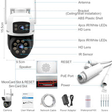 Load image into Gallery viewer, GB-201H-4G GENBOLT 3G/4G LTE Security Camera Outdoor No WiFi, Dual Lens Cellular CCTV Camera Wired with Sim Card, 24/7 Recording PoE Surveillance Camera IP with Humanoid Tracking Cloud Storage