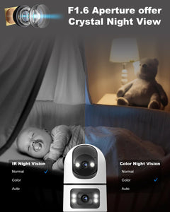 GB-102H GENBOLT WiFi Security Camera Indoor, 360°Dual Lens Home Surveillance IP Camera CCTV with Humanoid Detection, Auto Cruise Nanny Pet Dog Cam, 2.4&5GHz Dual WiFi Baby Monitor with Audio Alarm