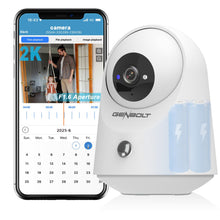 Load image into Gallery viewer, GB-108K GENBOLT 2K WiFi Indoor House Security Camera Wireless, Pan Tilt Pet Camera with 4800mah Battery Powered, IP Camera CCTV Nanny Dog Cam Baby Monitor with PIR Detection