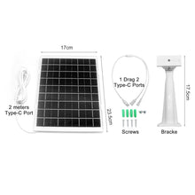 Load image into Gallery viewer, GB-216P GENBOLT Solar Panel Waterproof, Works with Surveillance Cameras on Rechargeable Battery, 7W/5V with 2M USB Cable, Supports Continuous Power for The Camera