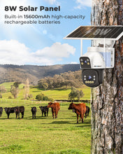 Load image into Gallery viewer, GB-217K-4G GENBOLT 4G AOV Cellular Solar Security Camera Outdoor Wireless, 7/24 Recording 3MP+3MP No WiFi IP Surveillance Camera with Sim Card, 8W 15600mAh Battery Operated LTE Camera CCTV