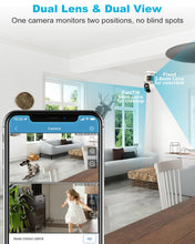 Load image into Gallery viewer, GB-102H GENBOLT WiFi Security Camera Indoor, 360°Dual Lens Home Surveillance IP Camera CCTV with Humanoid Detection, Auto Cruise Nanny Pet Dog Cam, 2.4&amp;5GHz Dual WiFi Baby Monitor with Audio Alarm