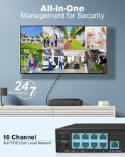 Load image into Gallery viewer, GB-109V GENBOLT 4K PoE NVR, 10 Channel CCTV Camera System Network Video Recorder, Supports 8MP/ 5MP/4MP/1080P HD PoE IP Camera, 24/7 Surveillance Recording