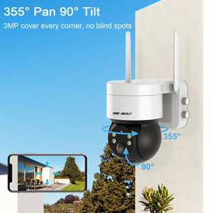 GB-216K-WIFI GENBOLT 2K Solar WiFi Security Camera Outdoor Wireless, Home Surveillance CCTV Camera Systems, Battery Powered IP Camera with PIR Detection, Color Night Vision