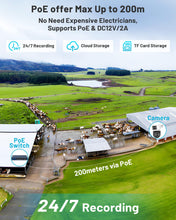 Load image into Gallery viewer, GB-201H-4G GENBOLT 3G/4G LTE Security Camera Outdoor No WiFi, Dual Lens PoE Surveillance Camera CCTV with Sim Card Cellular, 24/7 Recording Plug in Wired IP Cam with Auto Tracking Human Detection