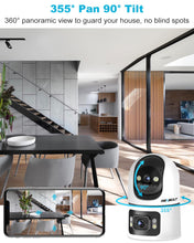 Load image into Gallery viewer, GB-102H GENBOLT WiFi Security Camera Indoor, 360°Dual Lens Home Surveillance IP Camera CCTV with Humanoid Detection, Auto Cruise Nanny Pet Dog Cam, 2.4&amp;5GHz Dual WiFi Baby Monitor with Audio Alarm