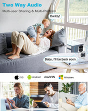 Load image into Gallery viewer, GB-102H GENBOLT WiFi Security Camera Indoor, 360°Dual Lens Home Surveillance IP Camera CCTV with Humanoid Detection, Auto Cruise Nanny Pet Dog Cam, 2.4&amp;5GHz Dual WiFi Baby Monitor with Audio Alarm