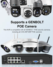 Load image into Gallery viewer, GB-109V GENBOLT 4K PoE NVR, 10 Channel CCTV Camera System Network Video Recorder, Supports 8MP/ 5MP/4MP/1080P HD PoE IP Camera, 24/7 Surveillance Recording