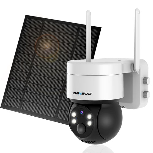 GB-216K-WIFI GENBOLT 2K Solar WiFi Security Camera Outdoor Wireless, Home Surveillance CCTV Camera Systems, Battery Powered IP Camera with PIR Detection, Color Night Vision
