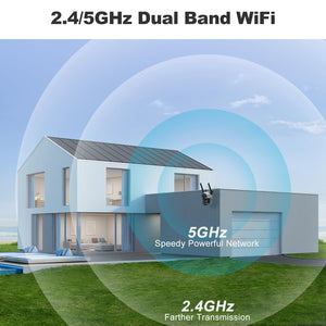 GB-201HG GENBOLT WiFi Security Camera Outdoor with PoE, Dual Lens Home Surveillance IP Camera CCTV with Color Night, Auto Tracking Human Detection Pan Tilt Digital Zoom Spotlight Camera