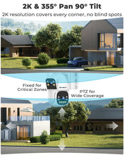 Load image into Gallery viewer, GB-217K-WIFI GENBOLT 2.5K AOV WiFi Solar Security Camera Outdoor Wireless, 7/24 Recording 3MP+3MP IP Surveillance Camera with 90FT AI Detection, 8W 15600mAh Battery Powered Camera CCTV 2.4&amp;5GHz Dual Band WiFi