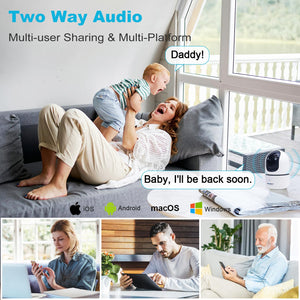 GB-106K GENBOLT 2K WiFi Security Camera Indoor, Home Surveillance IP Camera CCTV with Humanoid Detection, Auto Cruise Nanny Pet Dog Cam, Baby Monitor with Audio Alarm