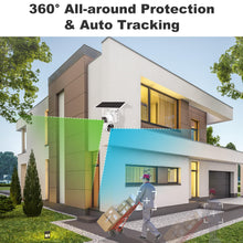 Load image into Gallery viewer, GB-217H-WIFI GENBOLT Solar WiFi Security Camera Outdoor Wireless, 8W 15600mAh Battery Powered Home Surveillance Camera CCTV with Dual View, Dual lens Spotlight IP Camera with Color Night, PIR Detection