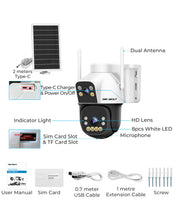 Load image into Gallery viewer, GB-217K-4G GENBOLT 4G AOV Cellular Solar Security Camera Outdoor Wireless, 7/24 Recording 3MP+3MP No WiFi IP Surveillance Camera with Sim Card, 8W 15600mAh Battery Operated LTE Camera CCTV
