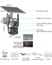 Load image into Gallery viewer, GB-216K-4G GENBOLT 4G LTE Solar Security Camera Outdoor Wireless No WiFi,24/7 Recording AOV, 8W 14400mAh Battery, 2K Surveillance Camera with Sim Card, 90FT AI Detection Human