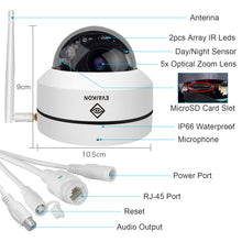 Load image into Gallery viewer, [9X ZOOM] PTZ WiFi Security Camera Outdoor,EVAIKON 5MP AI Auto Tracking Pan Tilt Dome Camera,5X Optical and 4X Digital Zoom Auto Focus IP Camera with Color Night Vision,Wireless Surveillance System with Humanoid Motion Detection