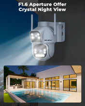 Load image into Gallery viewer, GB-217K-WIFI GENBOLT 2.5K AOV WiFi Solar Security Camera Outdoor Wireless, 7/24 Recording 3MP+3MP IP Surveillance Camera with 90FT AI Detection, 8W 15600mAh Battery Powered Camera CCTV 2.4&amp;5GHz Dual Band WiFi
