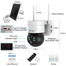Load image into Gallery viewer, GENBOLT 2K Solar Security Camera Outdoor Wireless, Battery Operated PTZ WiFi Camera 6W 15000mAh Rechargeable Floodlight CCTV Home Surveillance IP Camera, PIR Siren Alarm with Humanoid Detection