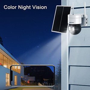 GENBOLT 2K Solar Security Camera Outdoor Wireless, Battery Operated PTZ WiFi Camera 6W 15000mAh Rechargeable Floodlight CCTV Home Surveillance IP Camera, PIR Siren Alarm with Humanoid Detection