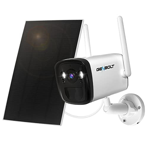 GENBOLT Battery Powered Security Camera Outdoor, Wireless WiFi Camera 19200mAh Rechargeable Home Surveillance Camera System 1080P, Solar Panel Charging IP Camera, PIR Detection CAM APP