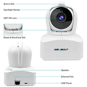 GENBOLT [Auto Tacking] 4MP WiFi Camera Indoor, 2.5K Home Security Camera Baby Pet Monitor with Humanoid Detection,Smart Night Vision,Pan Tilt Zoom,2-Way Audio Home Surveillance - 2022 Updated
