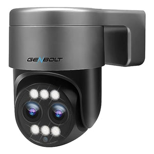 GB-216D-K- WIFI GENBOLT PTZ WiFi Security Camera Outdoor 2.5K, CCTV Home Surveillance Camera with 12X Hybrid Zoom, Dual lens IP Camera with Color Night 4MP, Auto Tracking Humanoid Detection [DC&PoE]