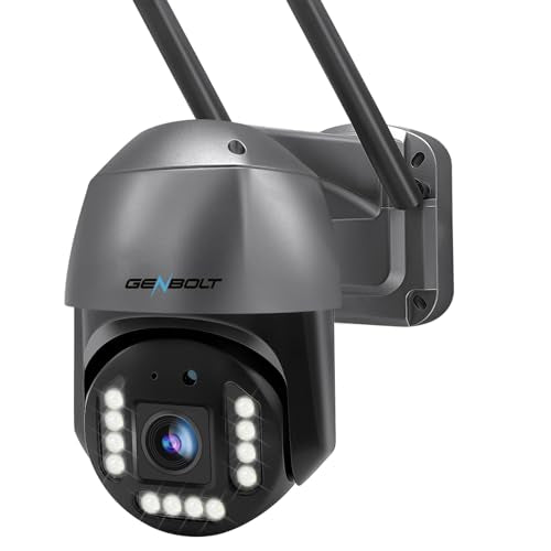 [DC&PoE] 4K WiFi Security Camera Outdoor, GENBOLT 8MP Floodlight Home Surveillance CCTV IP Camera with Color Night, Auto Cruise Tracking Human/Vehicle Detection Pan Tilt 4X Digital Zoom (2.4&5GHz)