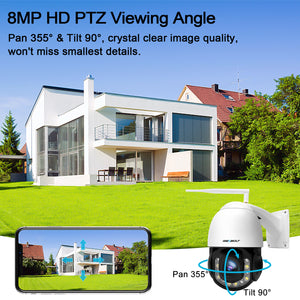 4K 30X PTZ Outdoor WiFi Security Camera - GENBOLT Floodlight Home Security Automatic Human Tracking Pan Tilt Wireless IP Surveillance Dome Camera Color Night View,AI Humanoid Alarm,Active Siren with Lighting Defense,Customizable Motion Detection