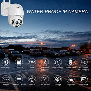 [GB-213K-WIFI] 4MP Floodlight Outdoor WiFi Security Camera - GENBOLT AI Home Security Automatic Human Tracking Pan Tilt Wireless IP Surveillance Dome Camera, AI Humanoid Alarm,Active Siren with Lighting Defense,Customizable Motion Detection[DC&PoE]