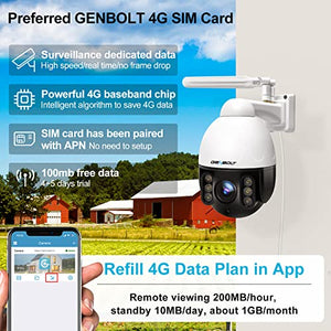 GENBOLT [9X Zoom] 3G/4G LTE Security Camera Outdoor Wireless, 2.5K Floodlight PoE CCTV IP Surveillance PTZ Camera with Sim Card, Color Night Vision Auto Humanoid Cruise Tracking, Siren Alarm (DC&POE)