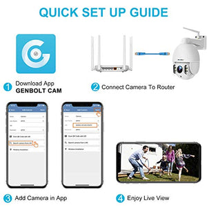 [9X ZOOM] Floodlight PTZ WiFi Security Camera Outdoor,GENBOLT 5MP AI Auto Tracking Dome Camera,5X Optical and 4X Digital Zoom Auto Focus IP Camera with Color Night Vision,Wireless Surveillance System with Humanoid Motion Detection, Pan Tilt 2-Way Audio