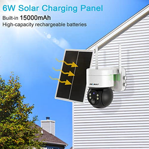 GENBOLT 2K Solar Security Camera Outdoor Wireless, Battery Operated PTZ WiFi Camera 6W 15000mAh Rechargeable Floodlight CCTV Home Surveillance IP Camera, PIR Siren Alarm with Humanoid Detection