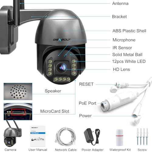 GB-213V-WIFI [DC&PoE] 4K WiFi Security Camera Outdoor, GENBOLT 8MP Flo ...