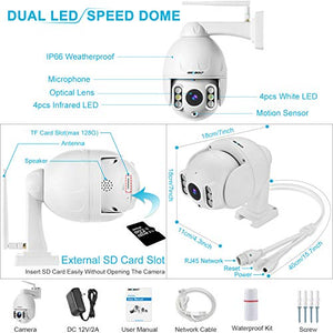 [9X ZOOM] Floodlight PTZ WiFi Security Camera Outdoor,GENBOLT 5MP AI Auto Tracking Dome Camera,5X Optical and 4X Digital Zoom Auto Focus IP Camera with Color Night Vision,Wireless Surveillance System with Humanoid Motion Detection, Pan Tilt 2-Way Audio