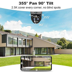 GB-216D-K- WIFI GENBOLT PTZ WiFi Security Camera Outdoor 2.5K, CCTV Home Surveillance Camera with 12X Hybrid Zoom, Dual lens IP Camera with Color Night 4MP, Auto Tracking Humanoid Detection [DC&PoE]