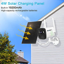 Load image into Gallery viewer, GENBOLT Battery Powered Security Camera Outdoor, Wireless WiFi Camera 19200mAh Rechargeable Home Surveillance Camera System 1080P, Solar Panel Charging IP Camera, PIR Detection CAM APP