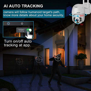 [Color Night] Floodlight Outdoor WiFi Security Camera - GENBOLT AI Home Security Automatic Human Tracking Pan Tilt Wireless IP Surveillance Dome Camera 1080P,AI Humanoid Alarm,Active Siren with Lighting Defense,Customizable Motion Detection,Instant Image