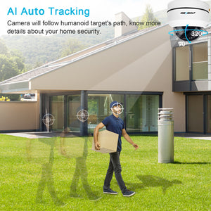 [9X ZOOM] PTZ WiFi Security Camera Outdoor,GENBOLT 5MP AI Auto Tracking Pan Tilt Dome Camera,5X Optical and 4X Digital Zoom Auto Focus IP Camera with Color Night Vision,Wireless Surveillance System with Humanoid Motion Detection