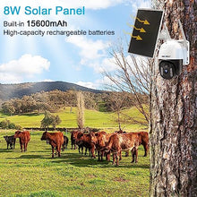 Load image into Gallery viewer, 4G LTE Solar Security Camera Outdoor Wireless, GENBOLT 8W 15600mAh Battery Operated Surveillance Camera No WiFi, Floodlight PTZ IP Camera System with SIM Card, PIR Siren Alarm with Humanoid Detection