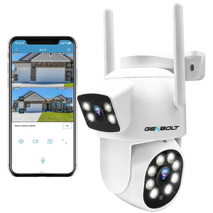 GENBOLT PTZ WiFi Security Camera Outdoor, CCTV Home Surveillance Camera with Dual View, Dual lens IP Camera with Color Night, Auto Tracking Humanoid Detection [DC&PoE]