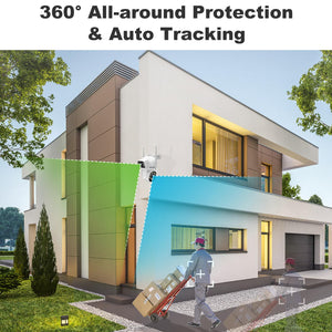 GB-201H-WIFI GENBOLT PTZ WiFi Security Camera Outdoor, CCTV Home Surveillance Camera with Dual View, Dual lens IP Camera with Color Night, Auto Tracking Humanoid Detection [DC&PoE]