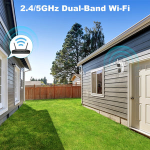 GB-201H-WIFI GENBOLT PTZ WiFi Security Camera Outdoor, CCTV Home Surveillance Camera with Dual View, Dual lens IP Camera with Color Night, Auto Tracking Humanoid Detection [DC&PoE]
